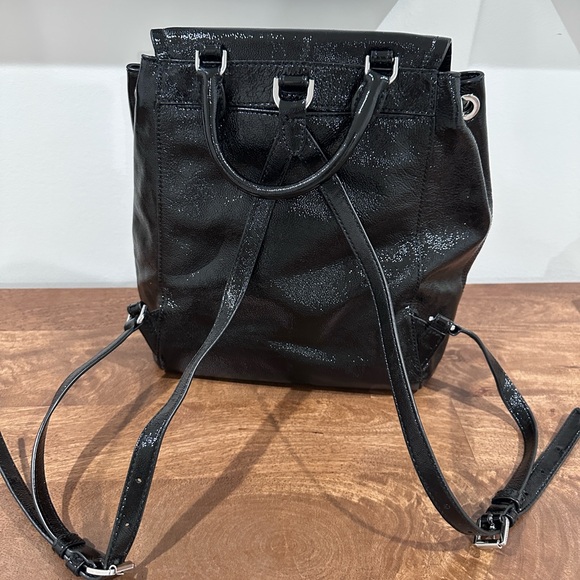 LIKE NEW Michael Kors Patent Leather Black Backpack - Worn Once- Great Condition - Picture 3 of 4